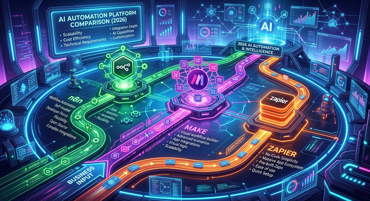Mejor Plataforma de Automatización IA 2026: Comparativa n8n vs Make vs Zapier